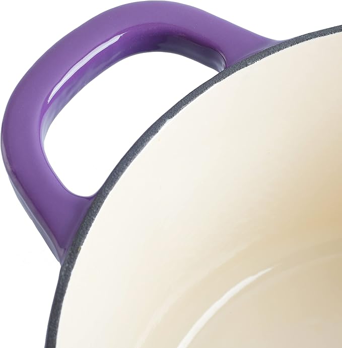 Crock-Pot Artisan 7-Quart Round Enameled Cast Iron Dutch Oven ??Lavender Purple, Durable Heavy-Duty Cookware for Slow Cooking, Baking, Roasting with Lid