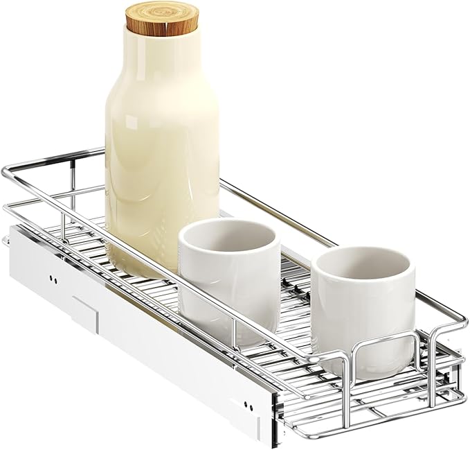 LOVMOR Pull Out Cabinet Organizer 7쩍" W x 21쩍" D, Kitchen Cabinet Pull Out Shelves Slide Out Storage
