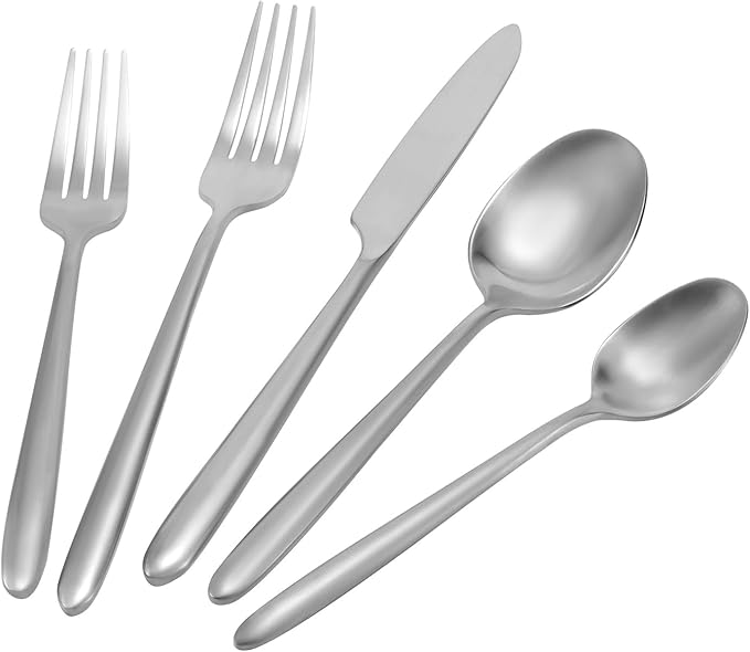 Flatware Stainless Steel Silverware 20-Piece Matte Silver Drip Handle Cutlery Set for Home Kitchen Restaurant Hotel Service for 4