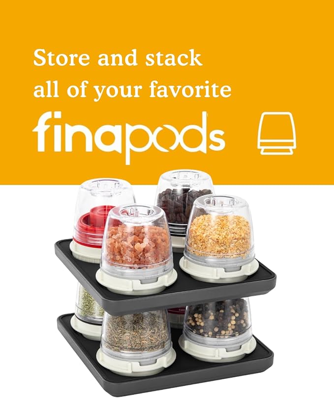 FinaMill Slate Quartet Stackable Tray ??Spice Rack for 4 FinaMill Pods, Durable Kitchen Organizer for Spice Grinder, BPA-Free, Easy to Clean, Keep Spices Neat & Accessible, Home and Kitchen Gift Ideas
