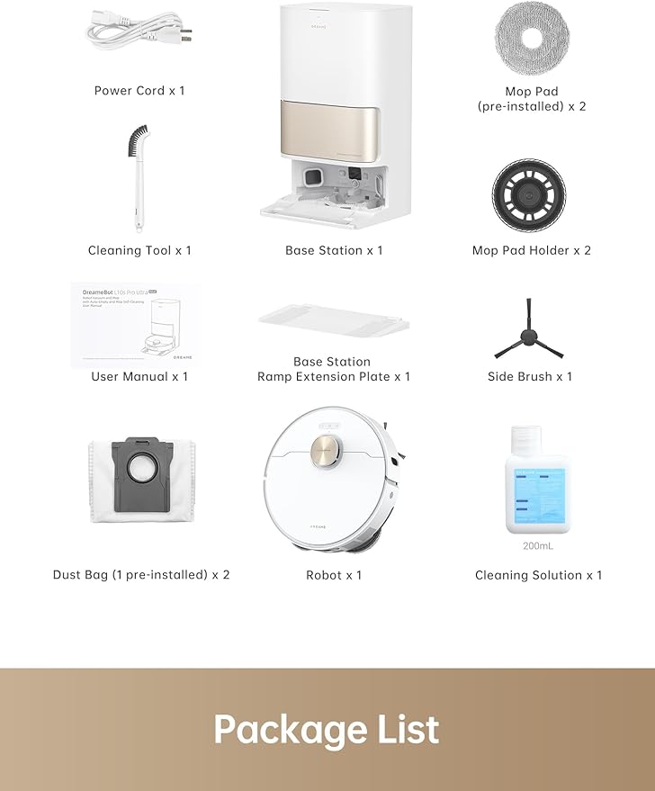 DREAME L10s Pro Ultra Heat Robot Vacuum and Mop Combo, Mop Extend, 7000Pa Suction, Auto Robot Care and Maintenance, 136째F Hot Water Mop Self-Cleaning, Obstacle Avoidance, Ideal for Hair, Carpets