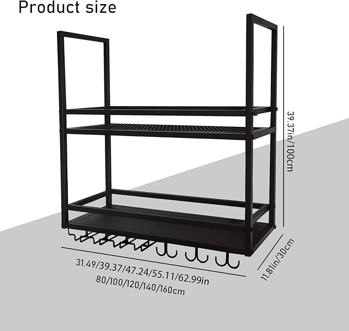 Ceiling Wine Glass Rack, Hanging Wine Display Shelf 2-Tier, Bar Liquor Storage Shelf for Bar Cafe Kitche, Metal Wine Bottle, Goblet Stemware Rack (Gold, 39.37x39.37x11.81in)