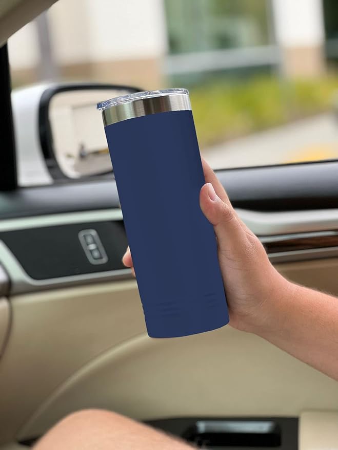LaserGram 22oz Vacuum Insulated Skinny Tumbler, Gardening, Personalized Engraving Included (Navy Blue)