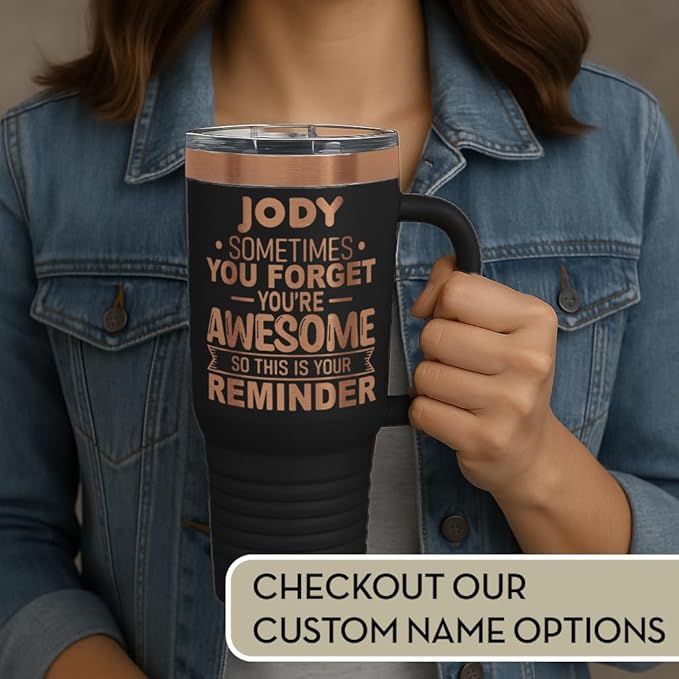 Spotted Dog Company Inspirational Tumbler, Inspirational Gifts for Men Dad Father Wife Sister Women, Birthday For Him Her, You?셱e Awesome Tumbler, Teacher Coworker Gifts 40oz Black Copper