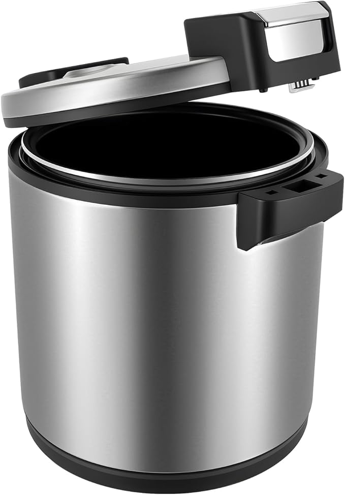 100 Cup Electric Rice Warmer with 2 Temp Settings (154째F-161째F) - Commercial Food Warmer for Rice, Soup & Dishes | Stainless Steel + Aluminum Alloy, Free Standing (Stainless Steel)