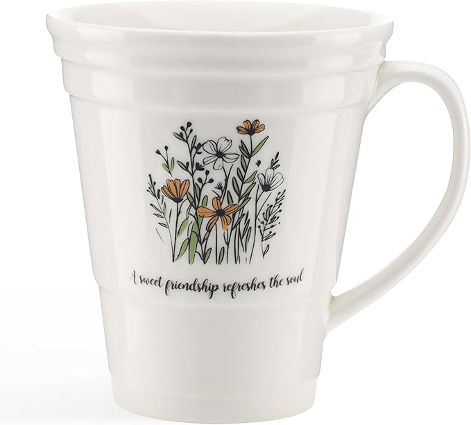 HOME SMILE Christian Gifts Novelty Coffee Mug for Women Men Office Work,Christmas Birthday Gifts for Friends with Bible Verse: Sweet Friendship Refresh the Soul,Ceramic 14 oz