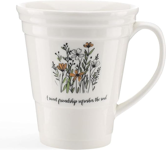 HOME SMILE Christian Gifts Novelty Coffee Mug for Women Men Office Work,Christmas Birthday Gifts for Friends with Bible Verse: Sweet Friendship Refresh the Soul,Ceramic 14 oz