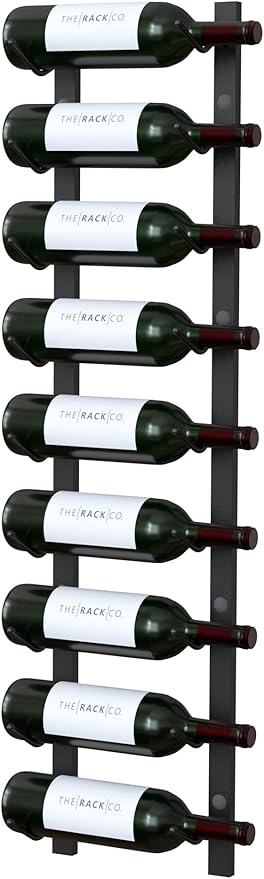 Y-Furniture The Rack Co. Wall Series - 9 Bottles Wall Mounted Wine Rack, Wine Storage with Label View (Steel, Satin Finish)