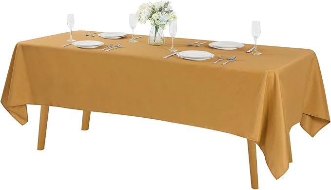 Cupuamon Rectangle Tablecloth 60x120 inch Washable Polyester Fabric Table Cloth for Wedding Party Dining Banquet Decoration（60x120, Gold）