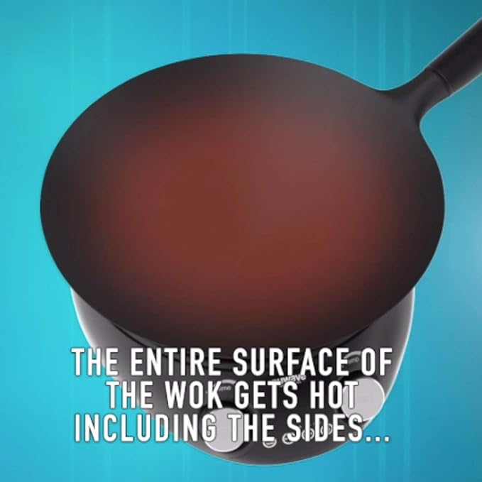 Nuwave Induction Wok, 3 Wattages 600, 900 & 1500, Precise Temp Controls from 100째F to 575째F in 5째F, Infuse Complex Charred Aroma & Flavor, Authentic 14-inch Carbon Steel Wok Included, Wok Hei