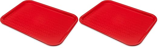 Carlisle FoodService Products CT121605 Caf챕 Standard Cafeteria/Fast Food Tray, 12" x 16", Red (Pack of 2)