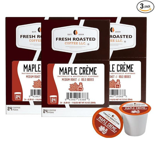 Fresh Roasted Coffee, Maple Cr챔me, Flavored Coffee Pods, 72 Count