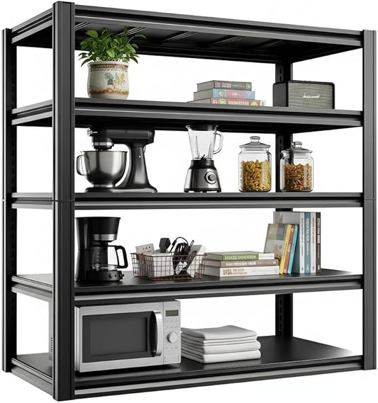 Storage Shelving Unit Adjustable Heavy Duty Garage Shelves Metal Organizer Utility Rack for Kitchen Pantry Basement Pantry Warehouse Laundry Black 2750LBS 72" H x 35" W x 15.8" D 5-Tier