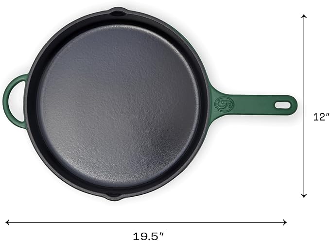 Great Jones King Sear Cast-Iron Skillet (Broccoli, 12") | Enameled for Easy Cleaning | Safe for All Stovetops & Ovens | Perfect for Crispy Chicken, Steak & More | Oven-Safe to 500째F | Hand Wash Only