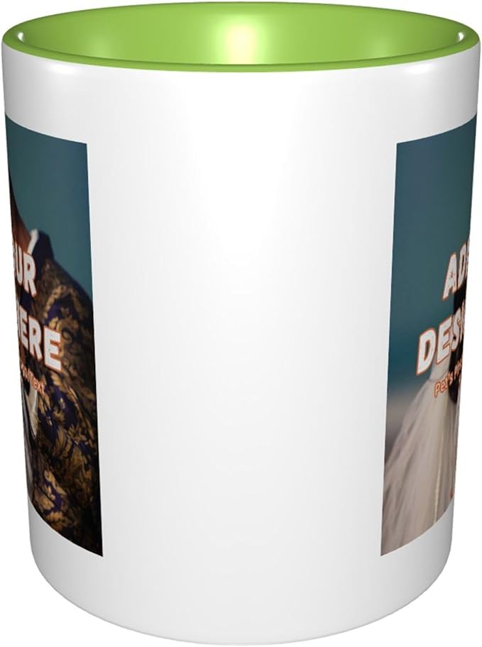 Customizable Mugs and Coffee Cups with Various Creative Designs Customize Your Photos Images Texts Partial or Full-Size Printing (Partial, Green)