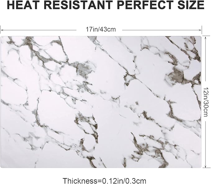 LANDVIEW Leather Heat Resistant Placemats Set of 6 Waterproof Wipeable Washable PU Table Mats,Easy to Clean Anti-Slip Place Mats (Marble, 6)