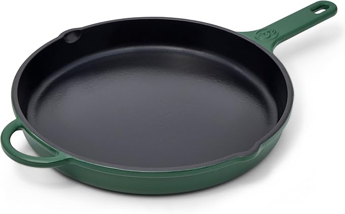Great Jones King Sear Cast-Iron Skillet (Broccoli, 12") | Enameled for Easy Cleaning | Safe for All Stovetops & Ovens | Perfect for Crispy Chicken, Steak & More | Oven-Safe to 500째F | Hand Wash Only