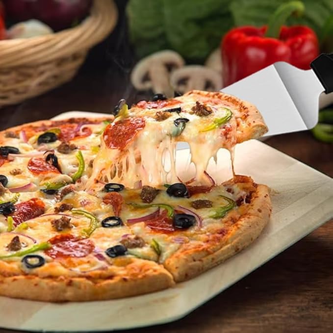 20 Pack Pizza Spatula Pie Server Stainless Steel Cake Server, Non Slip Plastic Handle Pizza Cake Holder Transfer Triangular Spade Spatula Shovel for Pizza Cake Biscuit Baking(Black)