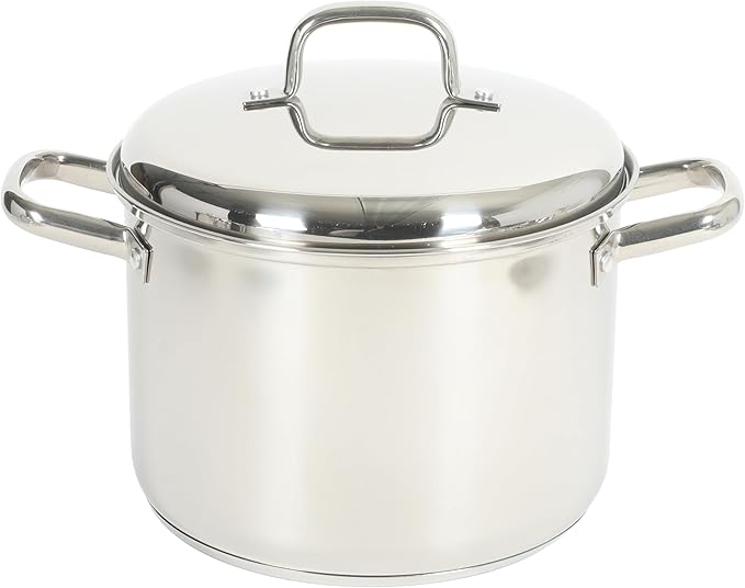 Oster Platinum Sedwick Stackable Stainless Steel Pots and Pans Cookware Set W/Domed Stainless Steel Lids W/TriPly Encapsulated Base - Induction Safe