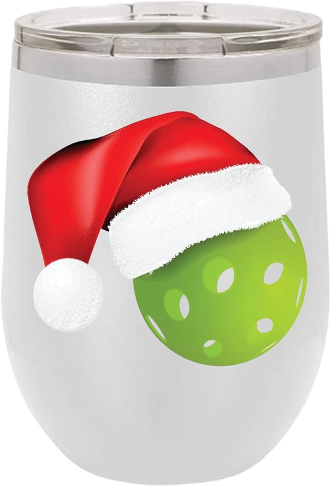 Pickleball Wine Tumbler, Pickleball Gift, 12oz Stainless Steel Wine Tumbler, Gifts For Him, For Her, For Boys, For Girls, Birthday, Christmas Gift idea (White)