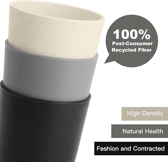 Homienly Premium Wheat Straw Cups, 20oz Lightweight and Unbreakable Drinking Cups Set of 6, Reusable Water Glasses Microwave and Dishwasher Safe Cup Set for Coffee, Milk, Juice - GreyStone