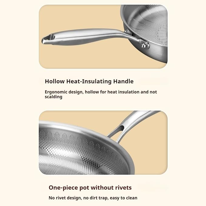 Titanium Pan,Titanium Frying Pan With Lid,No Coating Non-Stick Titaniums Cookware,Ultra-Durable, Scratch-Resistant, Compatible With All Cooktops