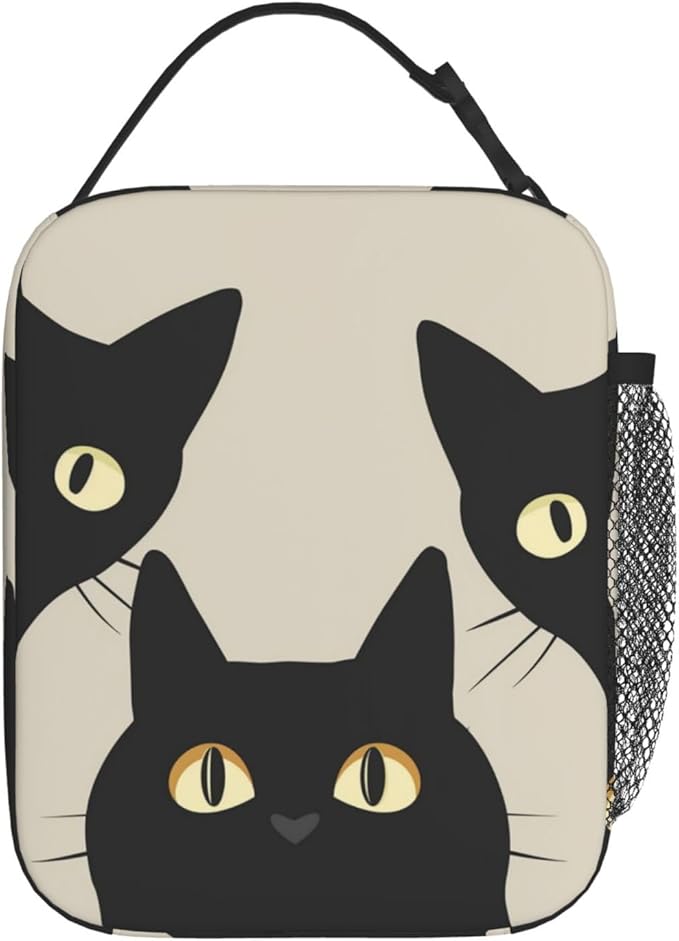 VANZEV Black Cat Lunch Box for Adults Women Girls Boys Kids Funny Cat Lunch Box Insulated Cooler Reusable Lunch Bag Container Gifts for Work Office Picnic Travel School