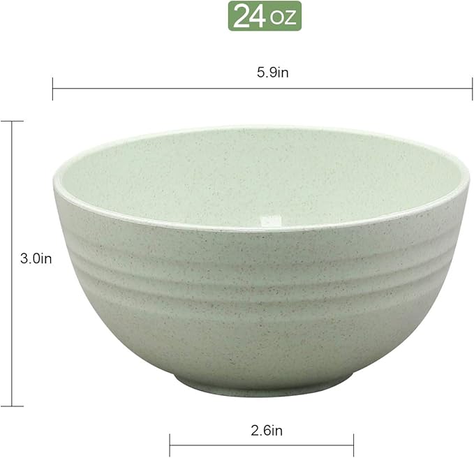 Unbreakable Cereal Bowls - 24 OZ Wheat Straw Fiber Lightweight Bowl Sets 8 - Dishwasher & Microwave Safe - for,Rice,Soup Bowls