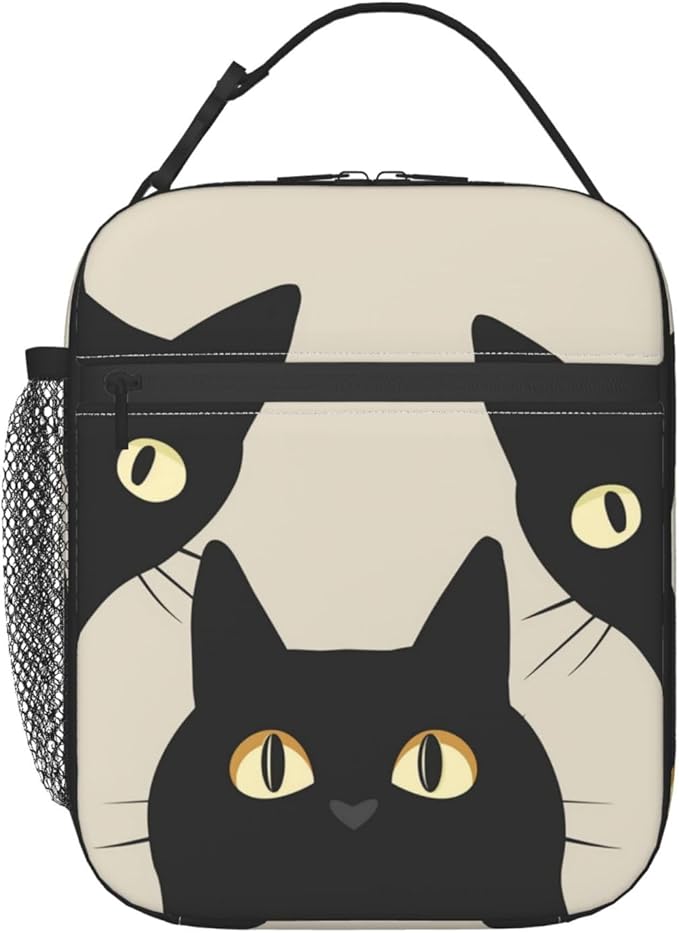 VANZEV Black Cat Lunch Box for Adults Women Girls Boys Kids Funny Cat Lunch Box Insulated Cooler Reusable Lunch Bag Container Gifts for Work Office Picnic Travel School