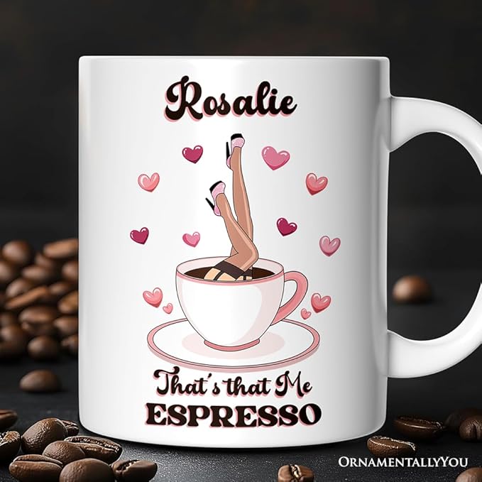 OrnamentallyYou Personalized Valentine Mug (That?셲 That Me Expresso Vibe Personalized Mug, Retro Girls Valentine and Galentine Gift With Custom Name)