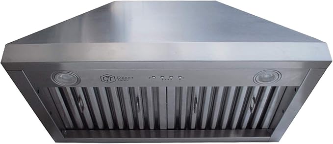 CT Copper Tailor Copper Vent Hood Island Mount,30'' W,39''H, 610 CFM Exhaust Fan,Stainless Steel Vent,LED Light,Dishwasher-Safe Baffle Filters,Smooth-Dark Patina,VH3A