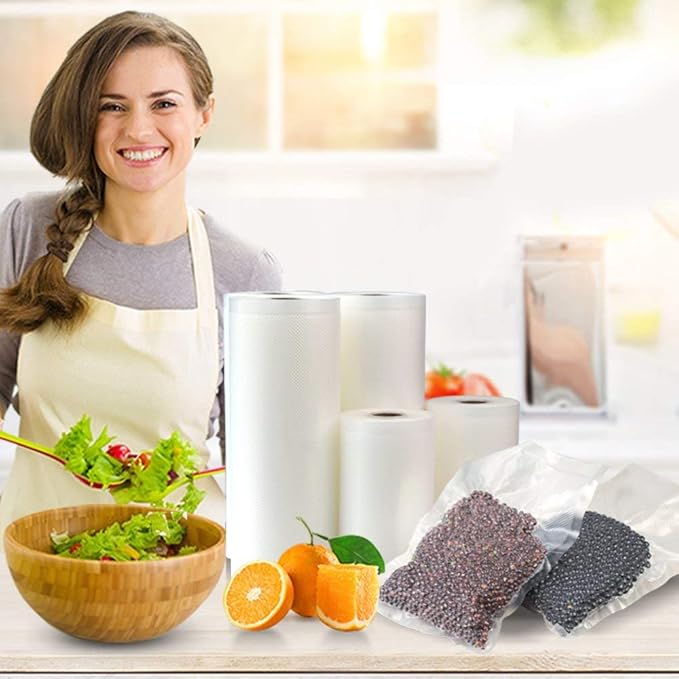 Vacuum Sealer Bags Rolls (2-Pack), 8??X 50??Heavy Duty Commercial Grade Embossed Bags for Food Preservation Freezer Sous Vide Cooking(Total 100 Feet)