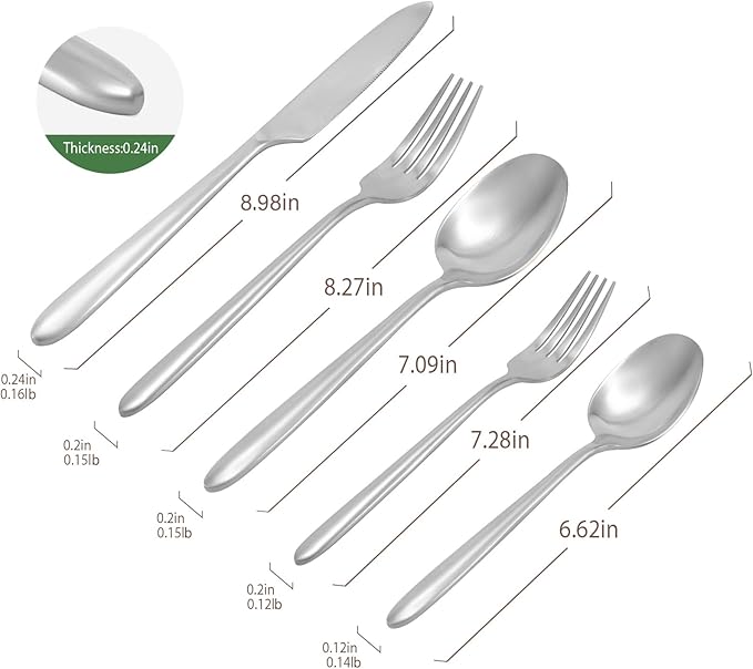 Flatware Stainless Steel Silverware 20-Piece Matte Silver Drip Handle Cutlery Set for Home Kitchen Restaurant Hotel Service for 4