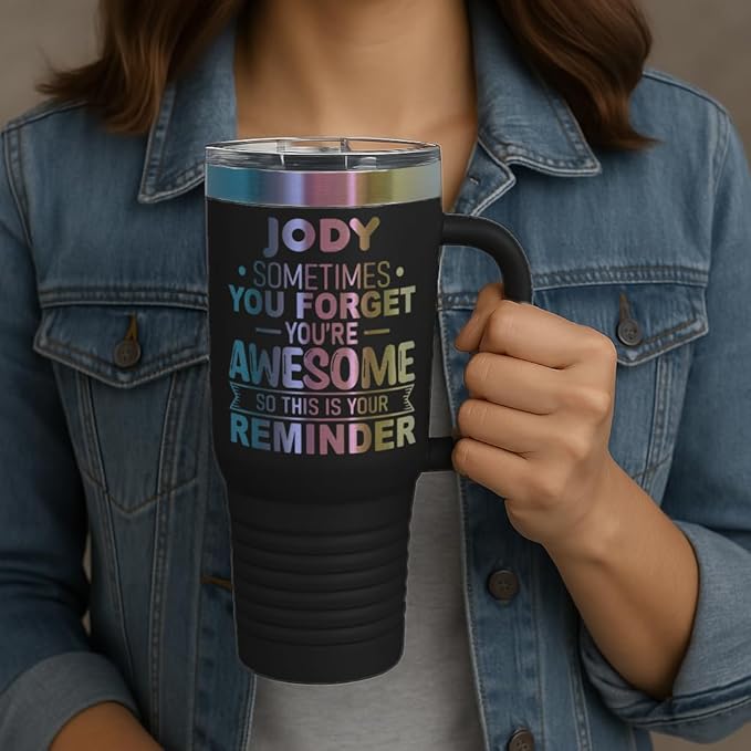 Personalized Inspirational Tumbler, Inspirational Gifts for Men Dad Father Wife Sister Women, Custom Birthday For Him Her, Customized You?셱e Awesome Tumbler, Teacher Coworker Gifts 40oz Black Prism
