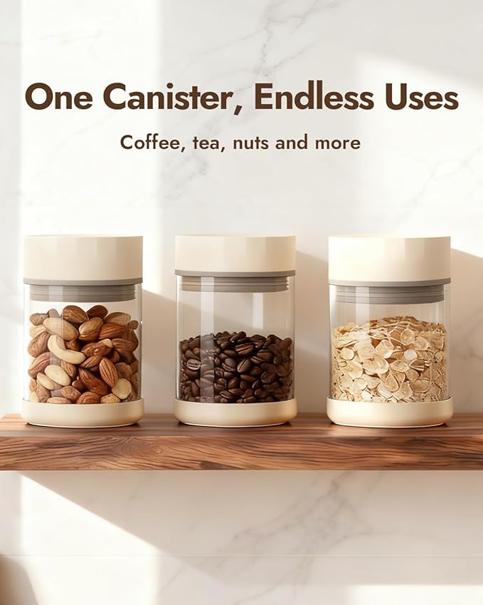 Electric Vacuum Coffee Canister & Food Storage Jar ??One-Button Operation Auto Airtight Sealed Coffee Container, 34 fl oz for 0.9 lb Beans