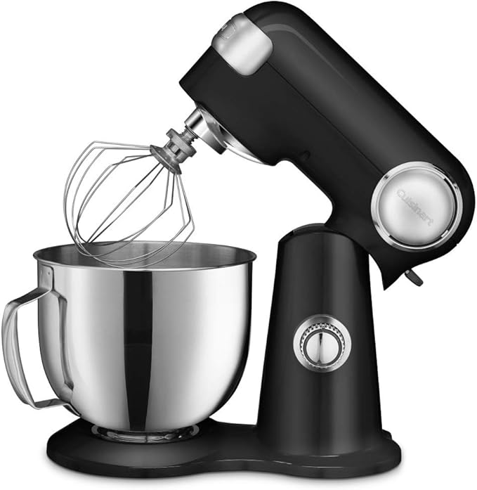 Cuisinart Stand Mixer, 12 Speed, 5.5 Quart Stainless Steel Bowl, Chef?™s Whisk, Mixing Paddle, Dough Hook, Splash Guard w/ Pour Spout, Onyx, SM-50BK, Manual