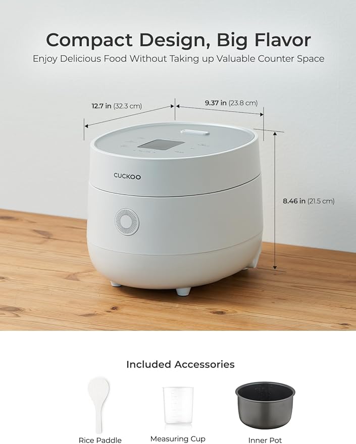 CUCKOO Micom Rice Cooker 6-Cup Uncooked / 12-Cup Cooked with Nonstick Inner Pot, Versatile Rice Maker with 9 Menu Options, Fuzzy Logic Technology, Auto Clean, Quick Rice Mode, White (CR-0675FW)