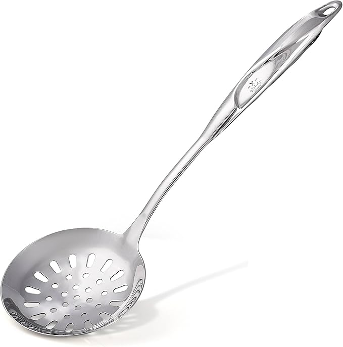 Zulay Kitchen Stainless Steel Slotted Spoon - 14.5??Large Skimmer Frying Spoon for Draining & Serving - Heat-Resistant, Rust-Proof & Dishwasher Safe Kitchen Utensil for Everyday Use