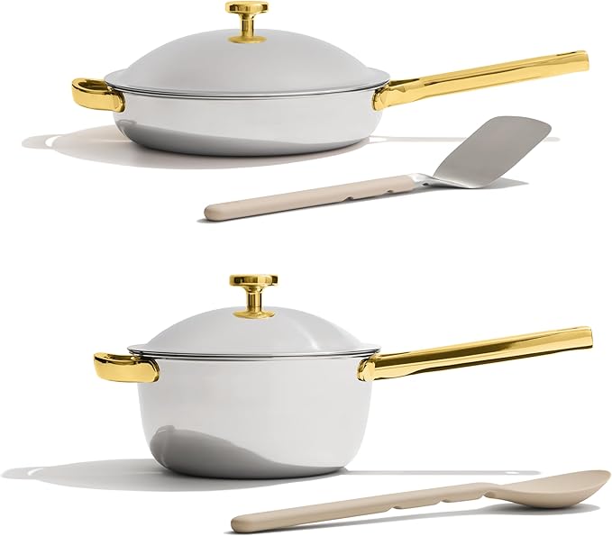 Our Place Mini Titanium Pro Cookware Duo | 6-Piece Tri-Ply Titanium Cookware Set with Always Pan Pro & Perfect Pot Pro | Non-Toxic No-Coating Nonstick | Induction & Oven-Safe up to 750째F | Gold