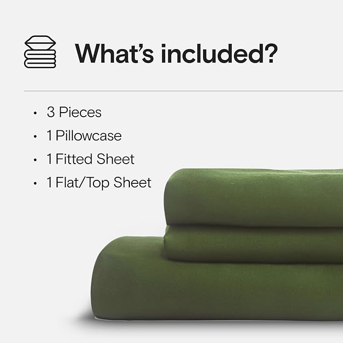 DOZ Sheet Set, 100% Viscose derived from Bamboo, Organically Grown, Buttery Soft, Cooling Sheets, High GSM, Deep Pockets - 3 Piece - 1 Pillowcase 1 Fitted 1 Top Sheet (Forest, Twin)