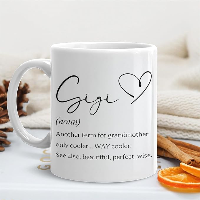 Gigi Grandma Mug, Gigi Gifts for Grandma Coffee Cup Ceramic, Grandmother Gifts from Grandkids for Birthday Christmas Ceramic Coffee Tea Mug 11 oz
