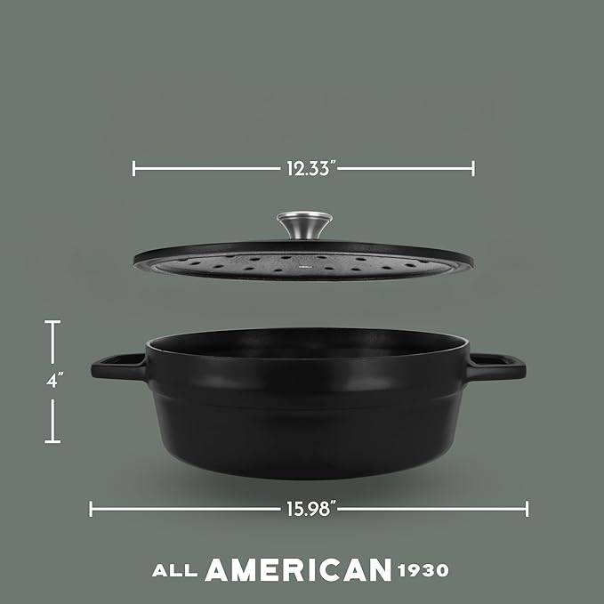 All American 1930 - Dutch Oven - The Saucier Set, Saffron Orange - 5.5qt Capacity - Perfect for Sauces, Soups & Simmering - Non Stick & PFAS Free - Made in the USA