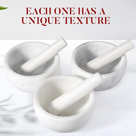 Koville Marble Mortar and Pestle Set, 6.3"-2 Cups Grinder Bowl for Guacamole, Salsa, Pill Crusher, Spice, Herb, Garlic, Nut, Heavy Duty Grinder for Kitchen(Namib Fantasy)