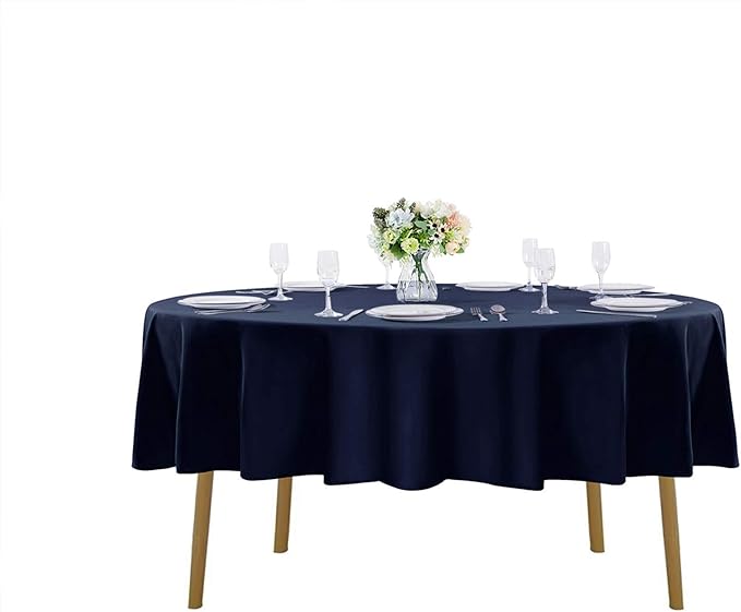 Cupuamon 70 inch Round Tablecloth Washable Polyester Table Cloth Decorative Table Cover for Wedding Party Dining Banquet（70 inch,Navy）