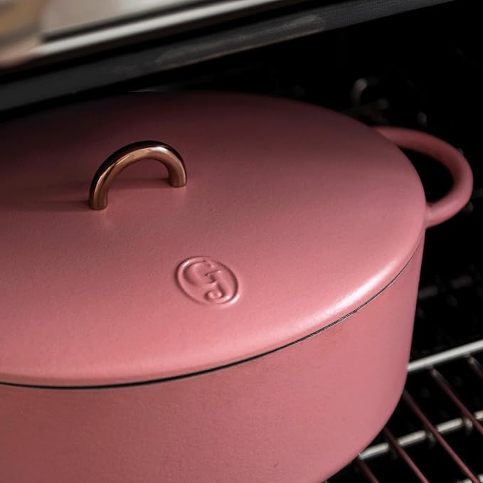 Great Jones Dutchess Cast Iron Dutch Oven Pot With Lid (Taffy) - Large 6.75 Quart Size, Dual Handles - All Stovetop Safe - 500째 Dutch Oven For Bread Baking | Dishwasher Friendly
