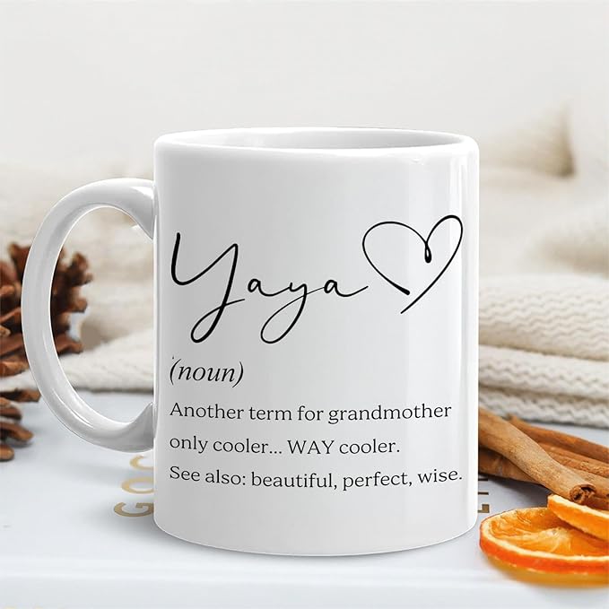Yaya Grandma Mug, Yaya Grandmother Gifts from Grandkids Coffee Cup Ceramic, Grandma Gifts for Birthday Christmas Ceramic Coffee Tea Mug 11 oz