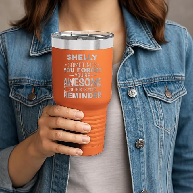 Personalized Inspirational Tumbler, Inspirational Gifts for Men Dad Father Wife Sister Women, Custom Birthday For Him Her, Customized You?셱e Awesome Tumbler, Teacher Coworker Gifts 30oz Orange