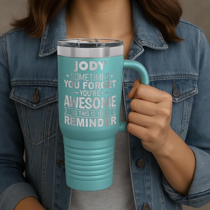 Personalized Inspirational Tumbler, Inspirational Gifts for Men Dad Father Wife Sister Women, Custom Birthday For Him Her, Customized You?셱e Awesome Tumbler, Teacher Coworker Gifts 40oz Teal