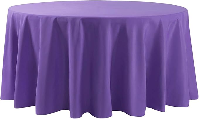 Cupuamon 108 inch Round Tablecloth Washable Polyester Table Cloth Decorative Table Cover for Wedding Party Dining Banquet（108 inch,Purple）