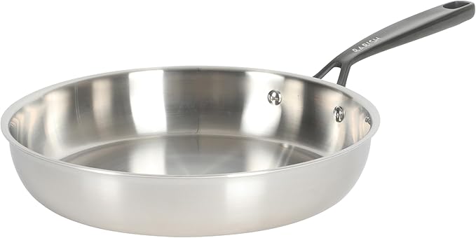Babish 10-Inch Tri-Ply Stainless Steel Frying Pan With Black Handle ??Professional Grade Skillet for Searing, Saut챕ing & Everyday Cooking
